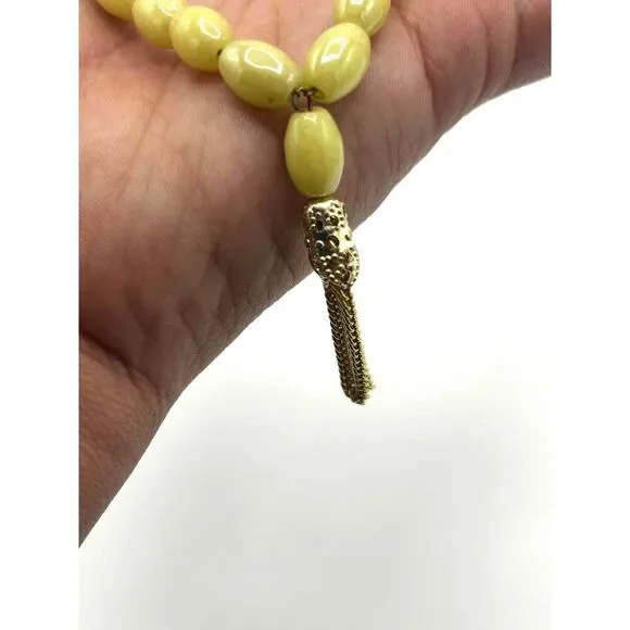 Worry Beads Greek Yellow Beaded Metal Tassel Prayer Unisex